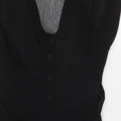 Atmosphere Womens Black Polyester A-Line Size 8 V-Neck Button