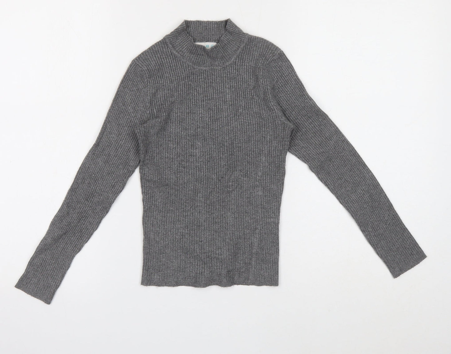 Primark Womens Grey Mock Neck Viscose Pullover Jumper Size XS