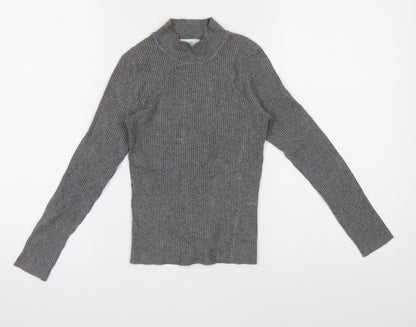 Primark Womens Grey Mock Neck Viscose Pullover Jumper Size XS