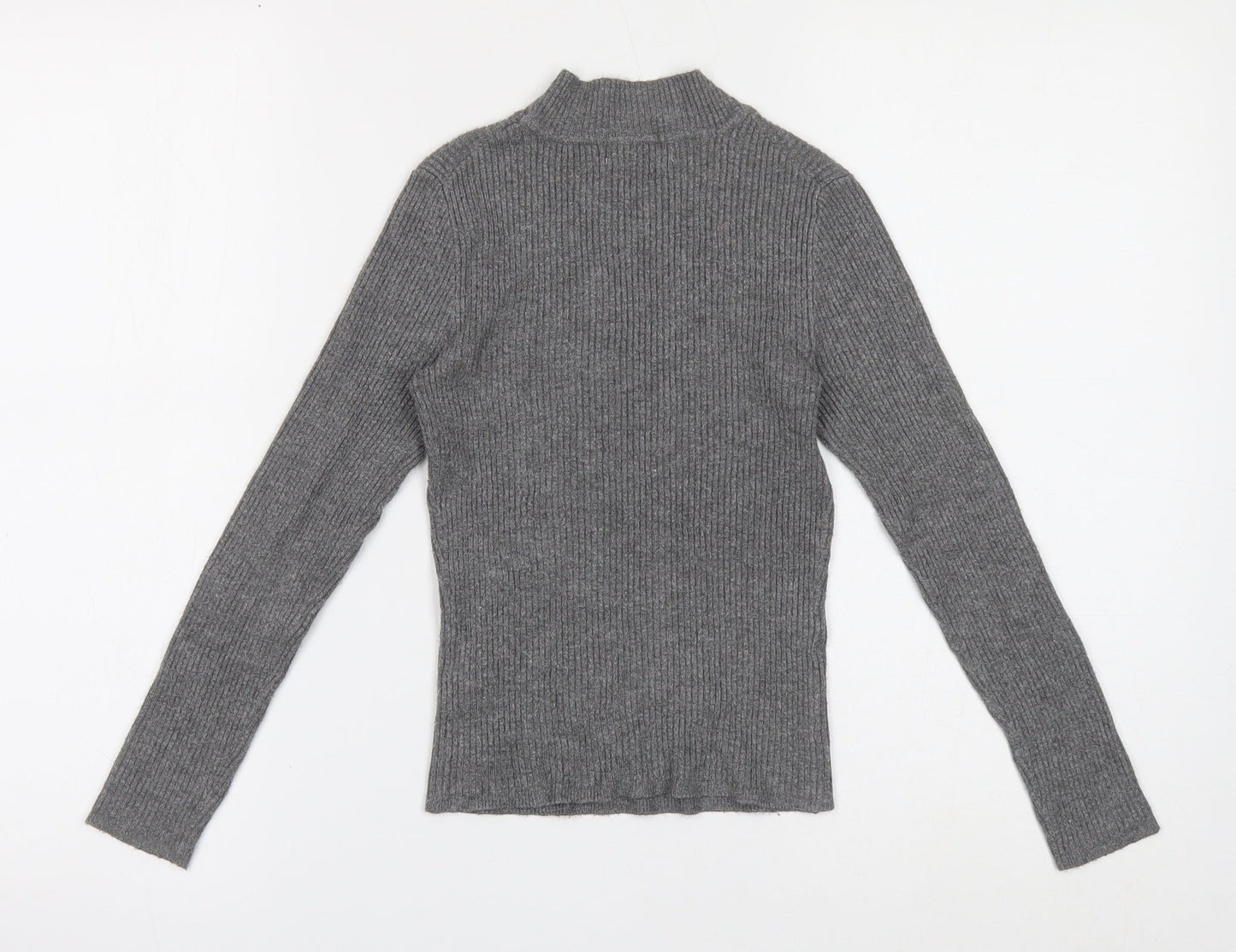 Primark Womens Grey Mock Neck Viscose Pullover Jumper Size XS