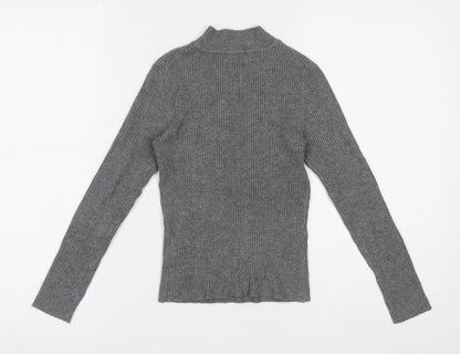 Primark Womens Grey Mock Neck Viscose Pullover Jumper Size XS