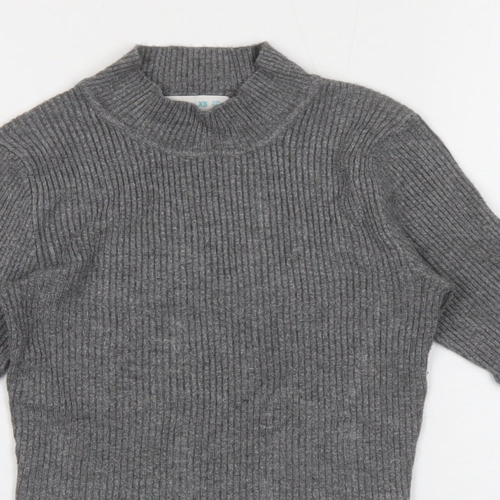 Primark Womens Grey Mock Neck Viscose Pullover Jumper Size XS