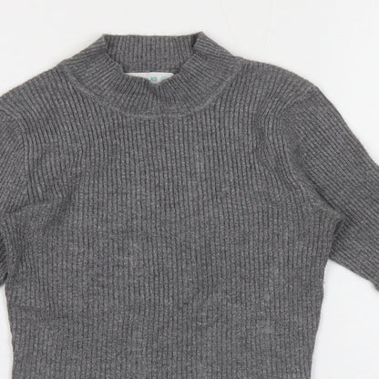 Primark Womens Grey Mock Neck Viscose Pullover Jumper Size XS