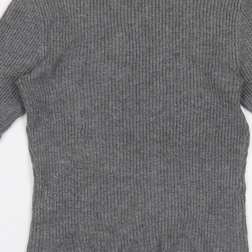 Primark Womens Grey Mock Neck Viscose Pullover Jumper Size XS
