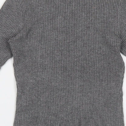 Primark Womens Grey Mock Neck Viscose Pullover Jumper Size XS