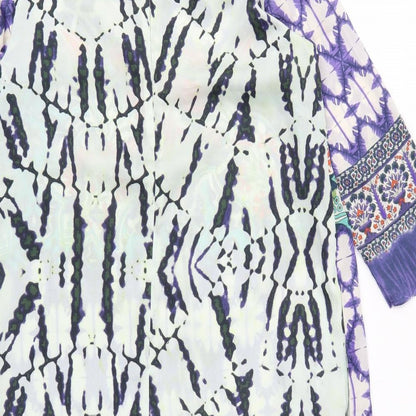 Khaadi Khaas Womens Multicoloured Geometric Polyester Kaftan Size 12 Mock Neck Zip