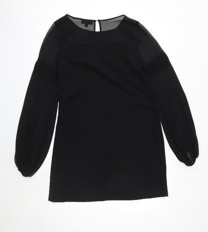 Warehouse Womens Black Polyester A-Line Size 10 Round Neck Button