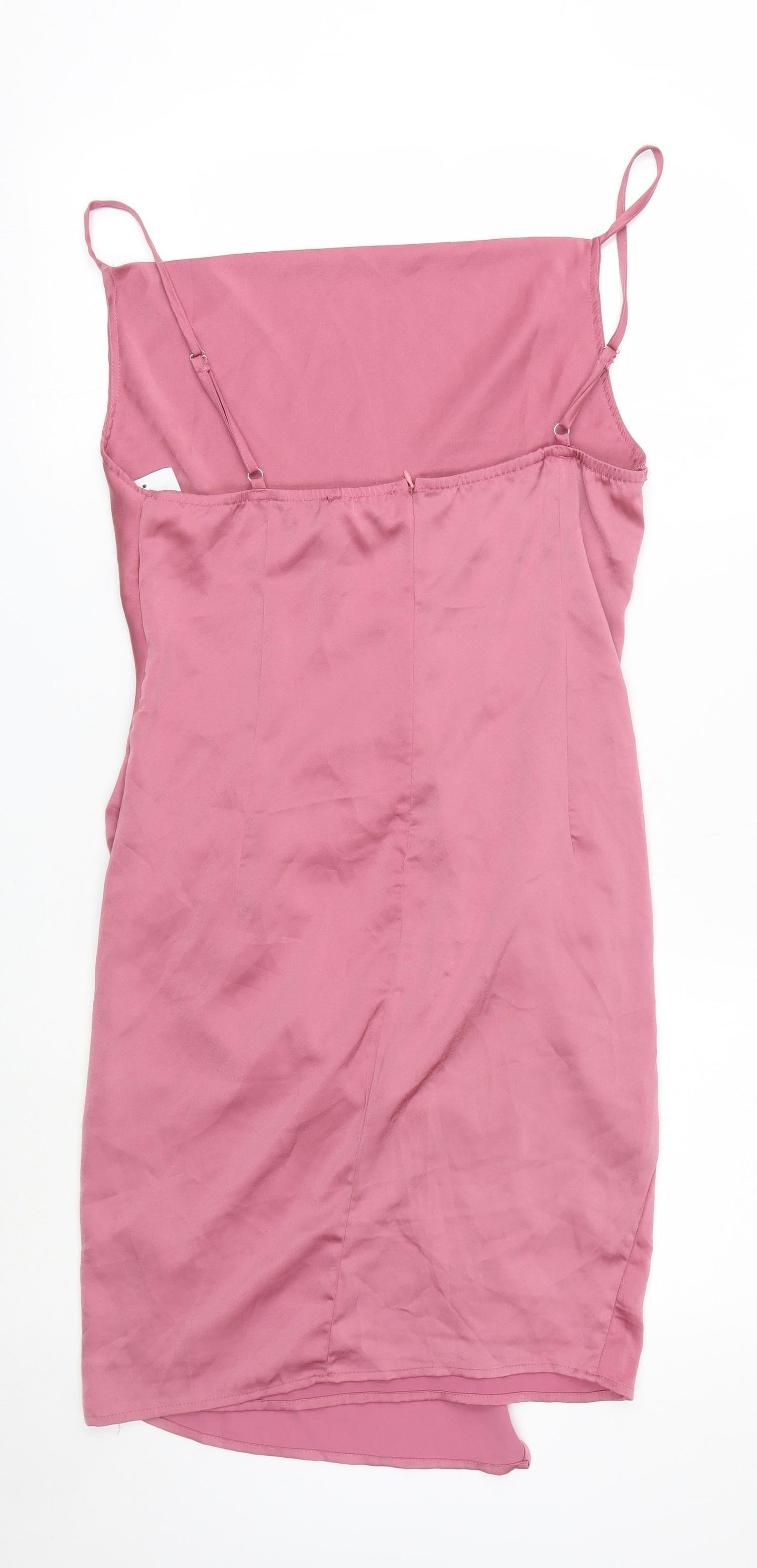 Amy & Clo Womens Pink Polyester Slip Dress Size M Square Neck Zip
