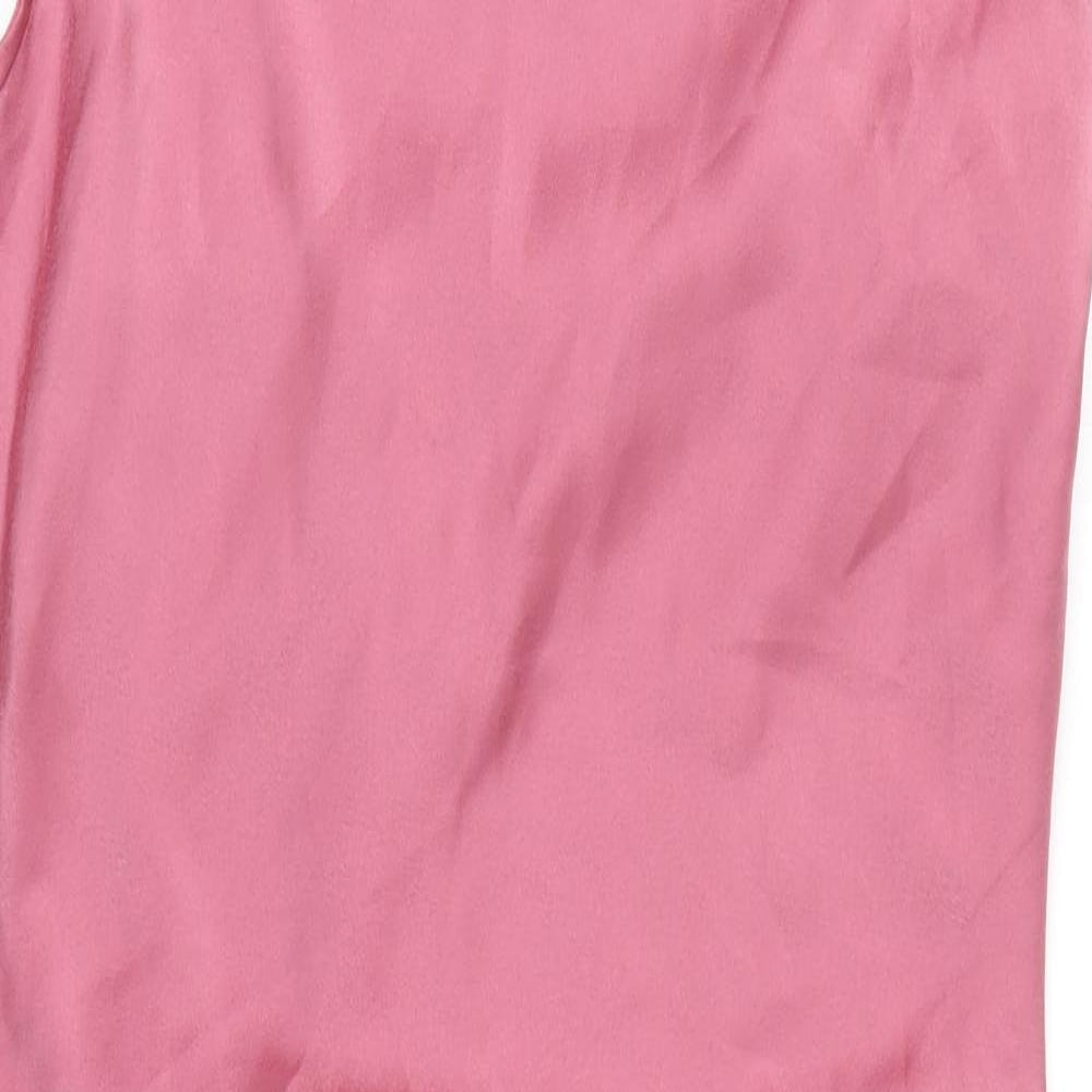 Amy & Clo Womens Pink Polyester Slip Dress Size M Square Neck Zip