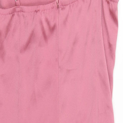 Amy & Clo Womens Pink Polyester Slip Dress Size M Square Neck Zip