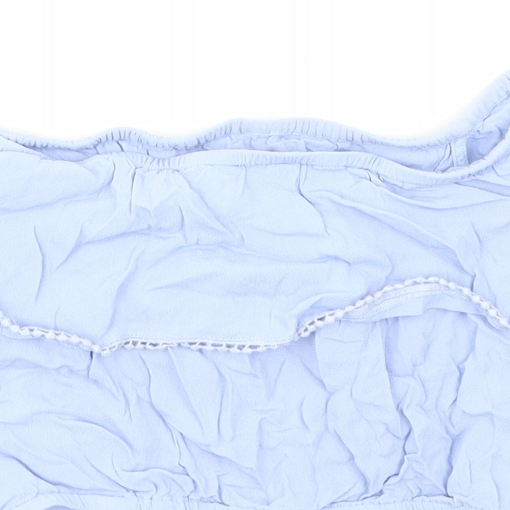 Miss Selfridge Womens Blue Polyester Cropped Blouse Size 12 Off the Shoulder - Bardot