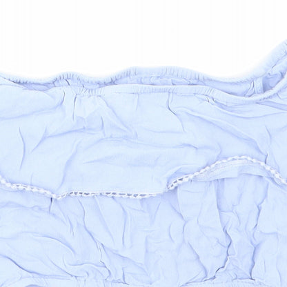 Miss Selfridge Womens Blue Polyester Cropped Blouse Size 12 Off the Shoulder - Bardot