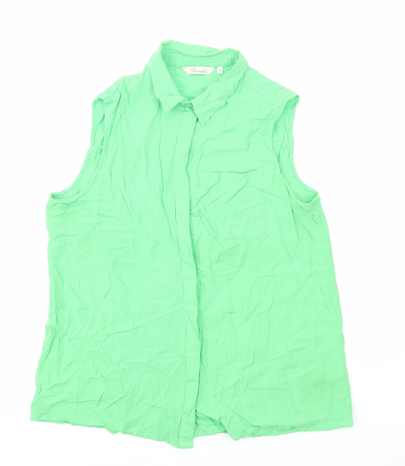 Womens UK Size 14 Peacocks Green Basic Button-Up