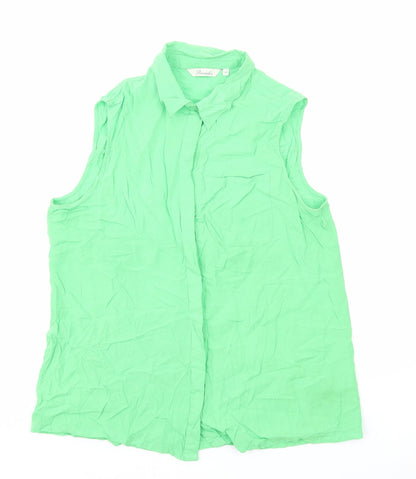 Womens UK Size 14 Peacocks Green Basic Button-Up
