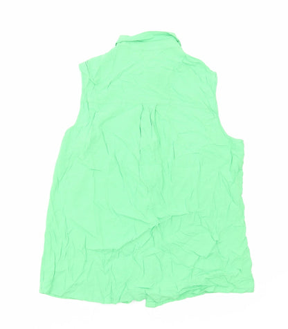 Womens UK Size 14 Peacocks Green Basic Button-Up