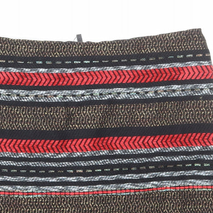 Marks and Spencer Womens Multicoloured Striped Cotton Straight & Pencil Skirt Size 8 Zip