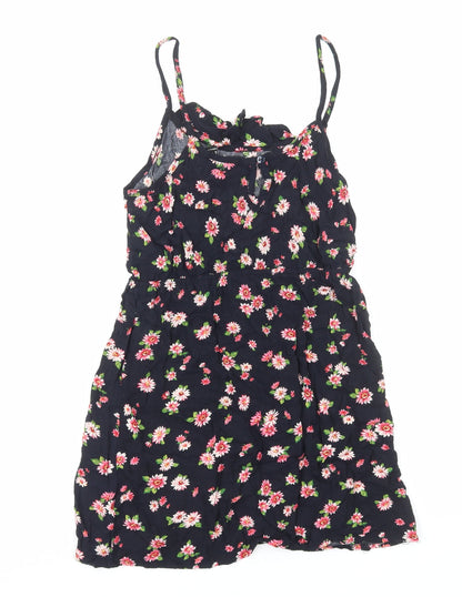 FOREVER 21 Womens Multicoloured Floral Viscose Tank Dress Size M Scoop Neck Pullover
