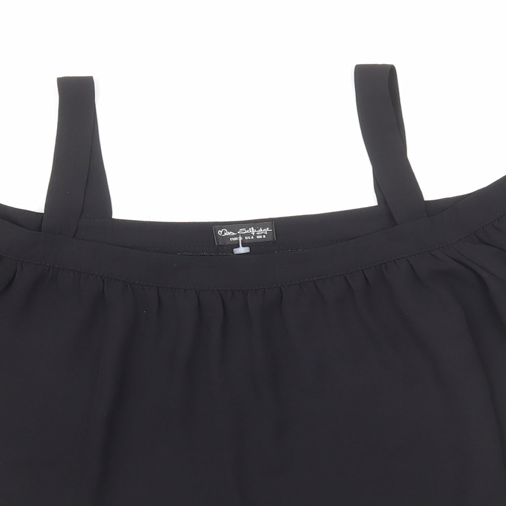Miss Selfridge Womens Black Polyester Cropped Blouse Size 8 Off the Shoulder