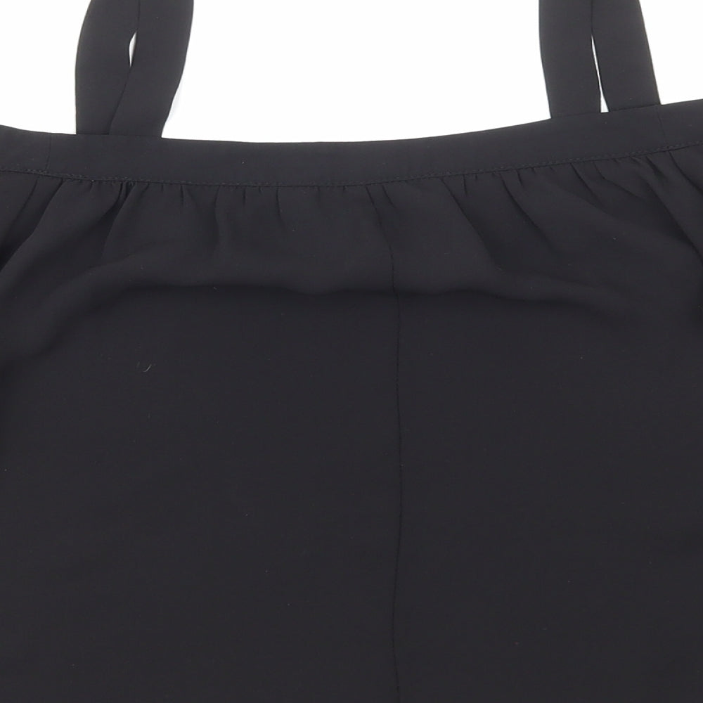 Miss Selfridge Womens Black Polyester Cropped Blouse Size 8 Off the Shoulder