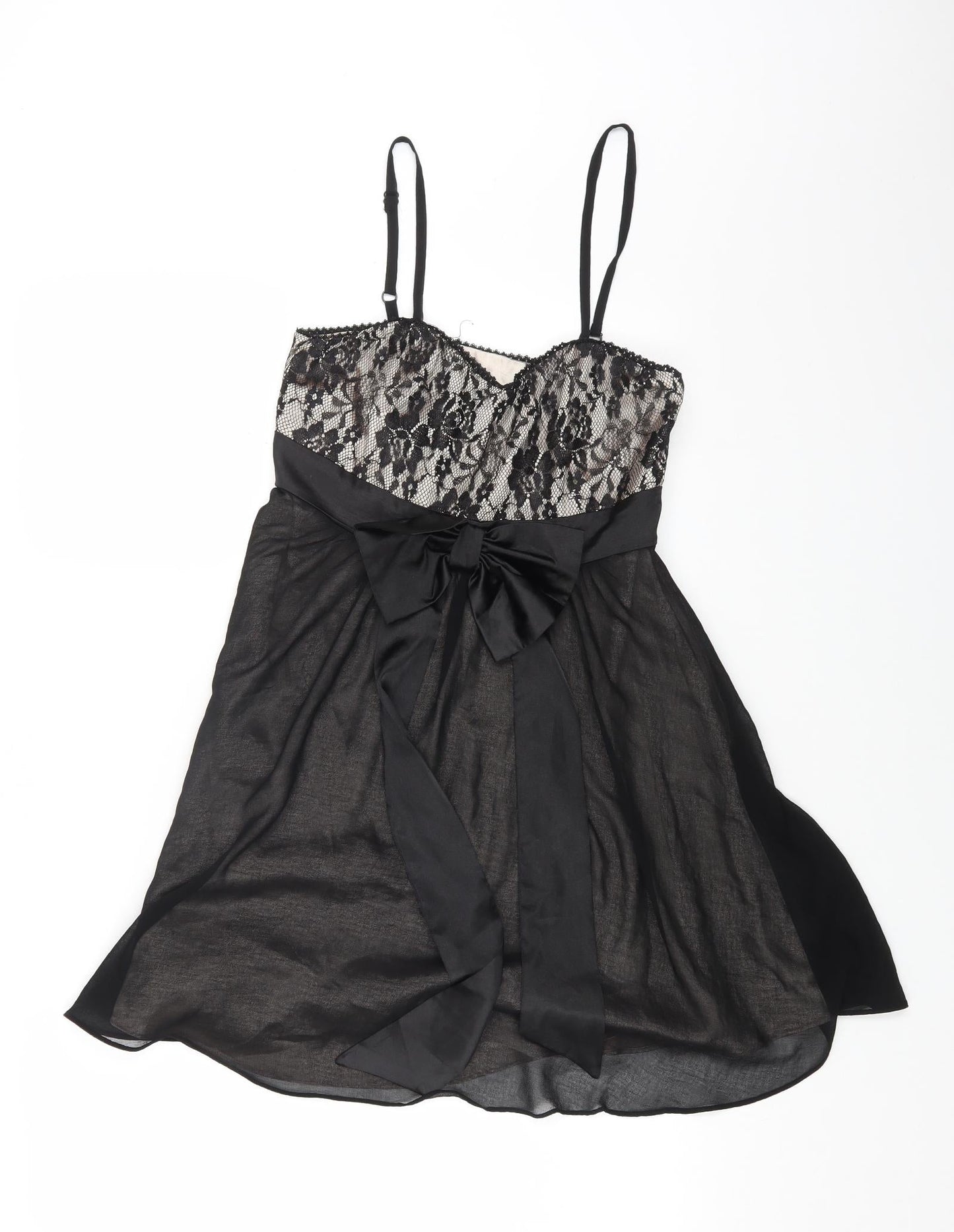 Miso Womens Black Polyester Slip Dress Size 10 Sweetheart Pullover