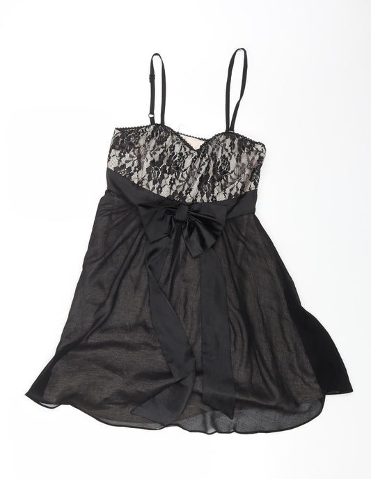 Miso Womens Black Polyester Slip Dress Size 10 Sweetheart Pullover