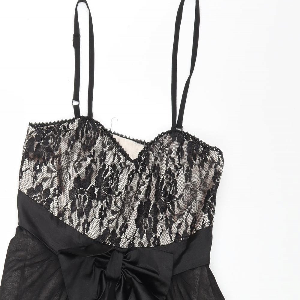 Miso Womens Black Polyester Slip Dress Size 10 Sweetheart Pullover