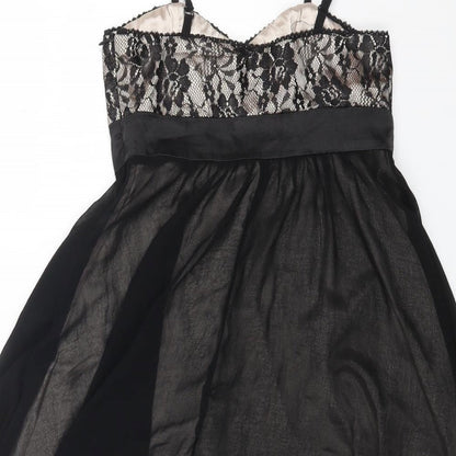 Miso Womens Black Polyester Slip Dress Size 10 Sweetheart Pullover