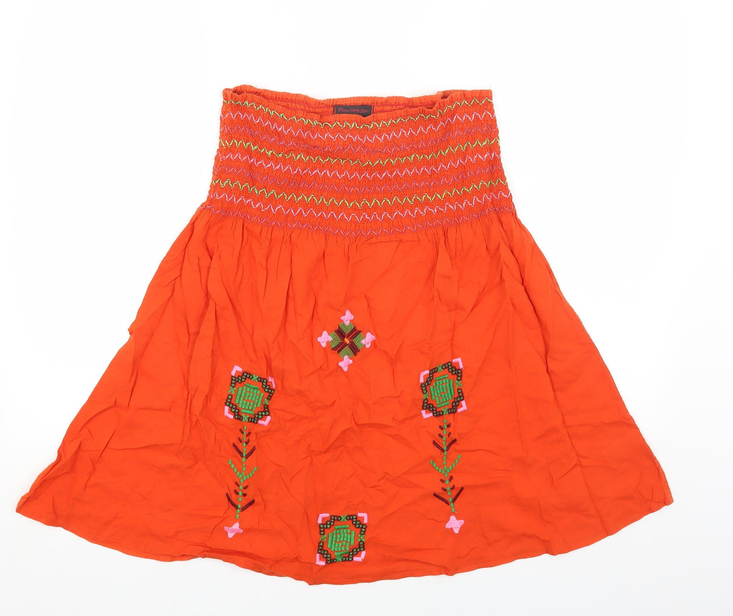 Miss Selfridge Womens Orange Cotton Basic Blouse Size S Off the Shoulder - Bandeau