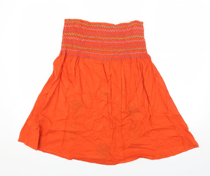 Miss Selfridge Womens Orange Cotton Basic Blouse Size S Off the Shoulder - Bandeau