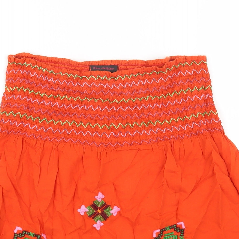 Miss Selfridge Womens Orange Cotton Basic Blouse Size S Off the Shoulder - Bandeau