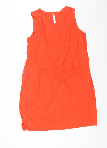ANNE WEYBURN Womens Orange Geometric Cotton A-Line One Size Scoop Neck Pullover