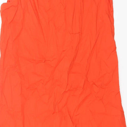 ANNE WEYBURN Womens Orange Geometric Cotton A-Line One Size Scoop Neck Pullover