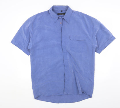 Mens UK Size L Copperstone Blue  Button-Up Short Sleeve Casual Shirt