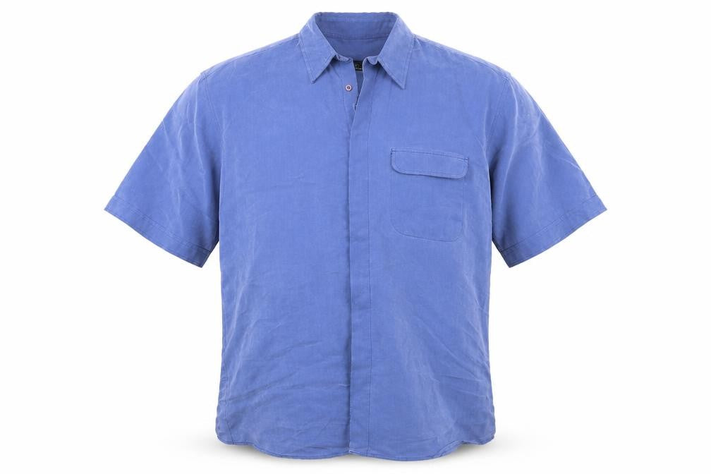 Mens UK Size L Copperstone Blue  Button-Up Short Sleeve Casual Shirt