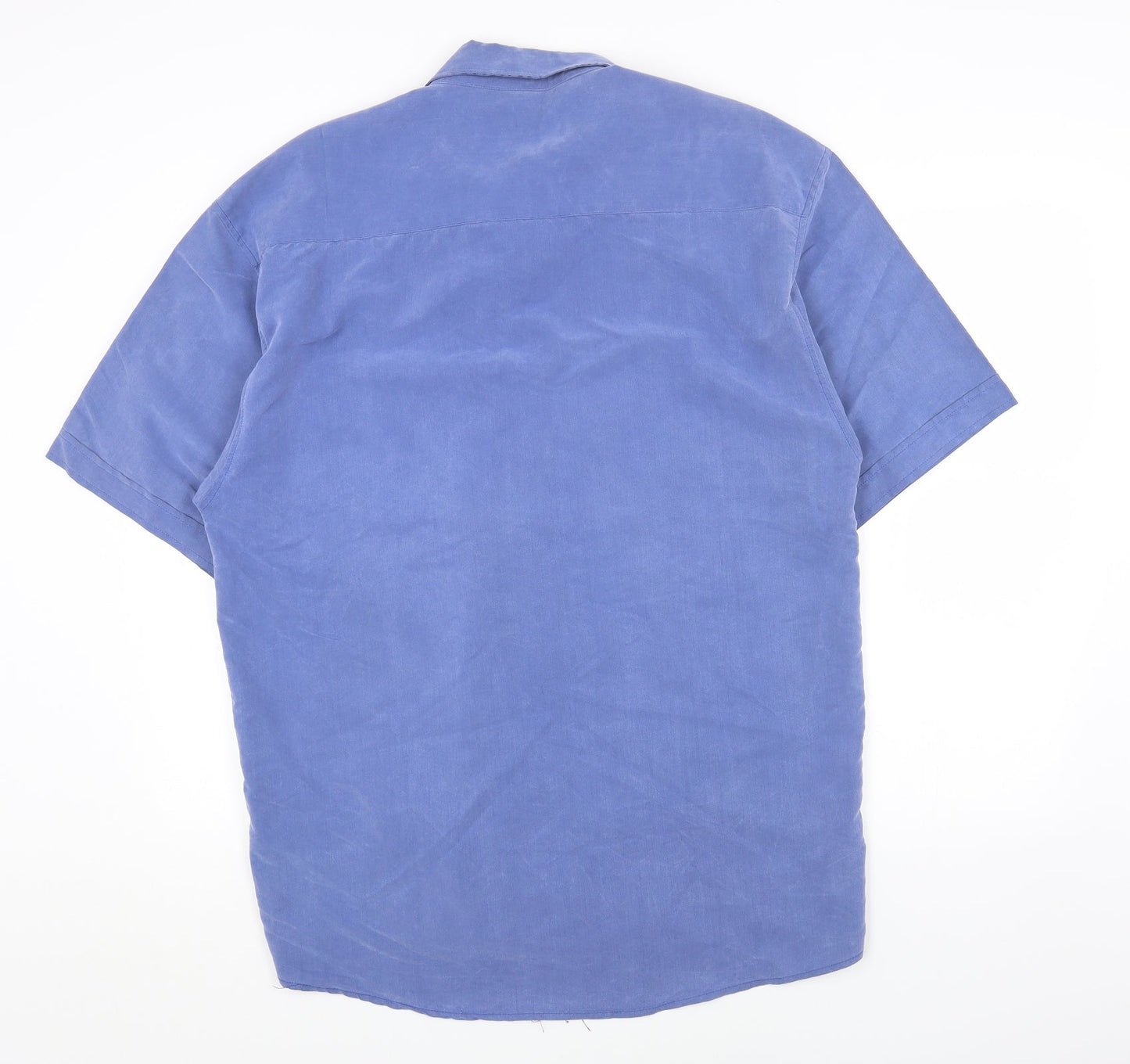 Mens UK Size L Copperstone Blue  Button-Up Short Sleeve Casual Shirt