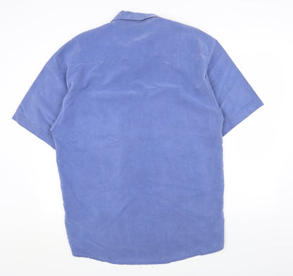 Mens UK Size L Copperstone Blue  Button-Up Short Sleeve Casual Shirt