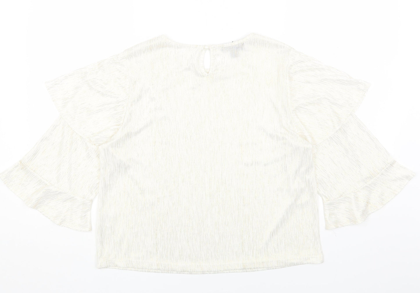 Cutie Womens White Polyester Basic Blouse Size 12 Round Neck