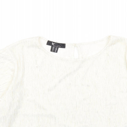 Cutie Womens White Polyester Basic Blouse Size 12 Round Neck