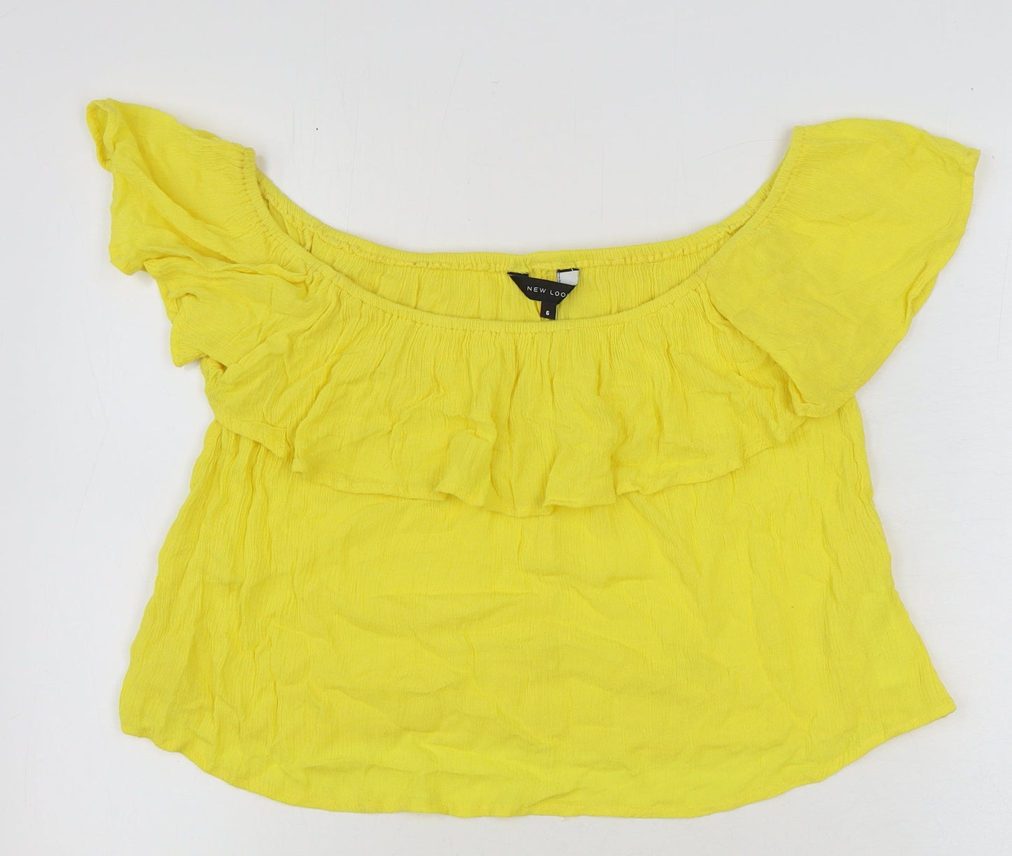 Womens UK Size 6 New Look Yellow Basic Blouse