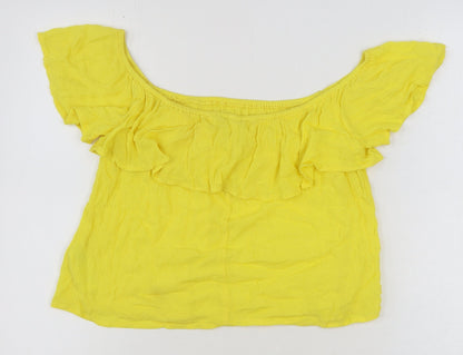 Womens UK Size 6 New Look Yellow Basic Blouse