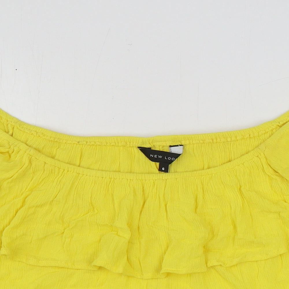 Womens UK Size 6 New Look Yellow Basic Blouse