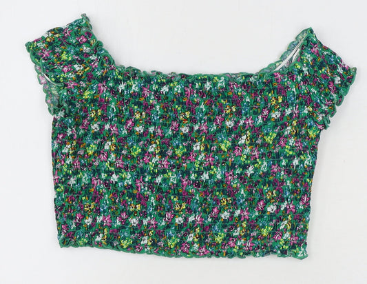 Womens UK Size M Divided by H&M Multicoloured Cropped Blouse