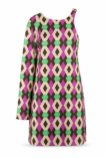 Zara Womens Multicoloured Geometric Polyester Shift Size XS One Shoulder Zip
