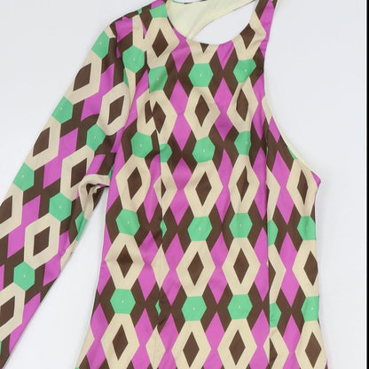 Zara Womens Multicoloured Geometric Polyester Shift Size XS One Shoulder Zip