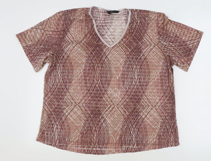 Womens UK Size L BM Brown Basic T-Shirt