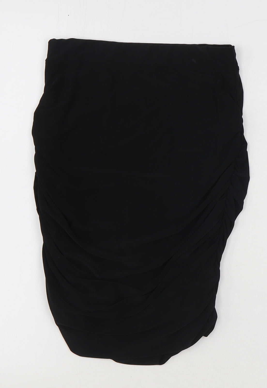 PRETTYLITTLETHING Womens Black Polyester Straight & Pencil Skirt Size 8 - Ruched