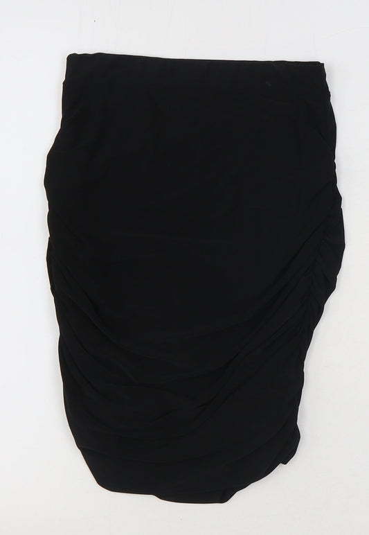 PRETTYLITTLETHING Womens Black Polyester Straight & Pencil Skirt Size 8 - Ruched