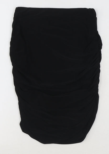 PRETTYLITTLETHING Womens Black Polyester Straight & Pencil Skirt Size 8 - Ruched