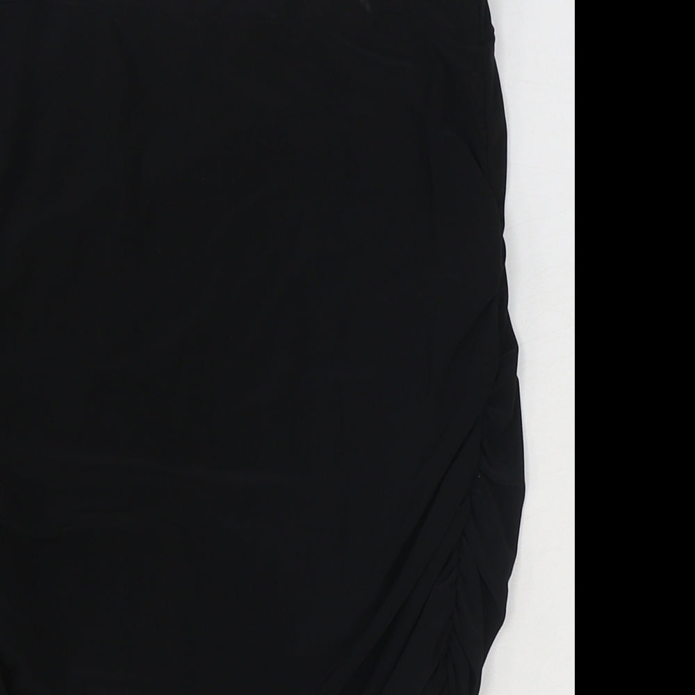 PRETTYLITTLETHING Womens Black Polyester Straight & Pencil Skirt Size 8 - Ruched