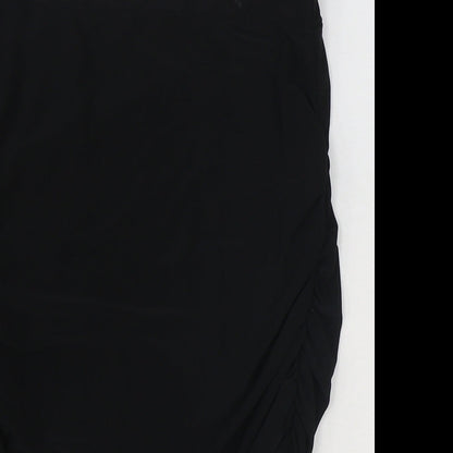 PRETTYLITTLETHING Womens Black Polyester Straight & Pencil Skirt Size 8 - Ruched